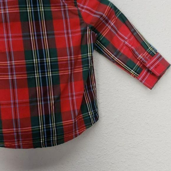 Crown & Ivy Plaid Red and Green Christmas Long Sleeve‎ Size 3-6 Months Shirt - Picture 5 of 7